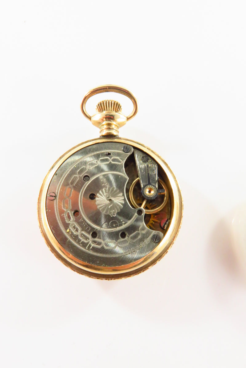 Gorgeous New England Cavour 10K Gold Filled Enameled 3/0 Pendant Watch