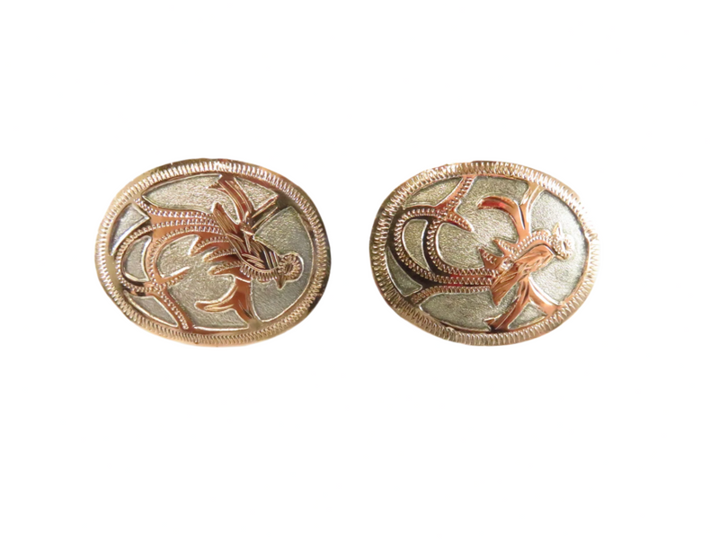 Vintage Rose Gold Plate Silvered Alpaca Southwestern Central American Cufflinks