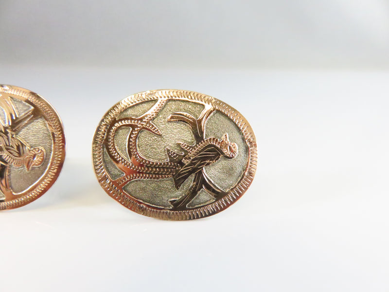 Vintage Rose Gold Plate Silvered Alpaca Southwestern Central American Cufflinks