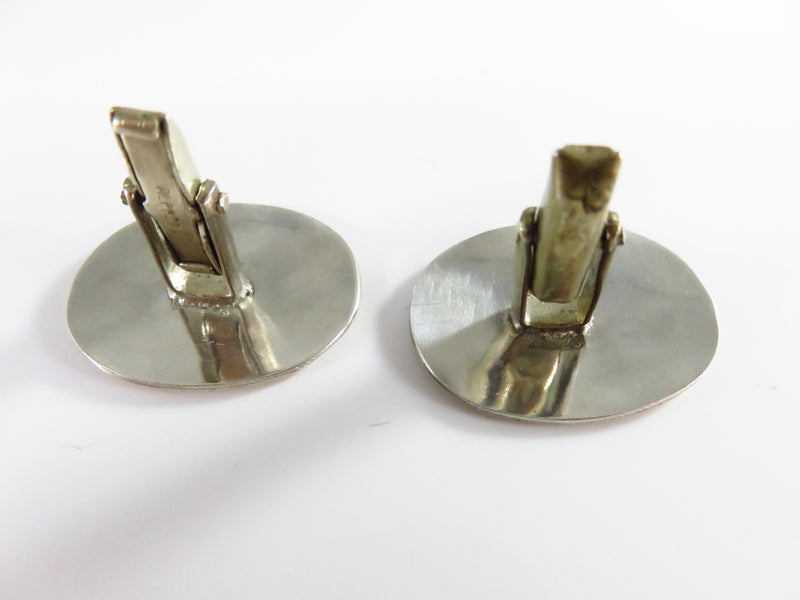 Vintage Rose Gold Plate Silvered Alpaca Southwestern Central American Cufflinks