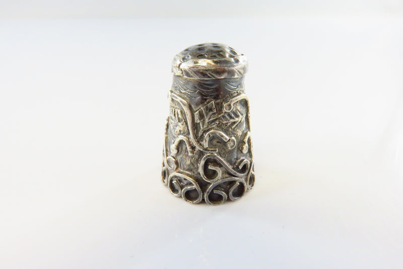 Vintage Sterling Silver Thimble Taxco Mexico JGH Fancy Design Size 8