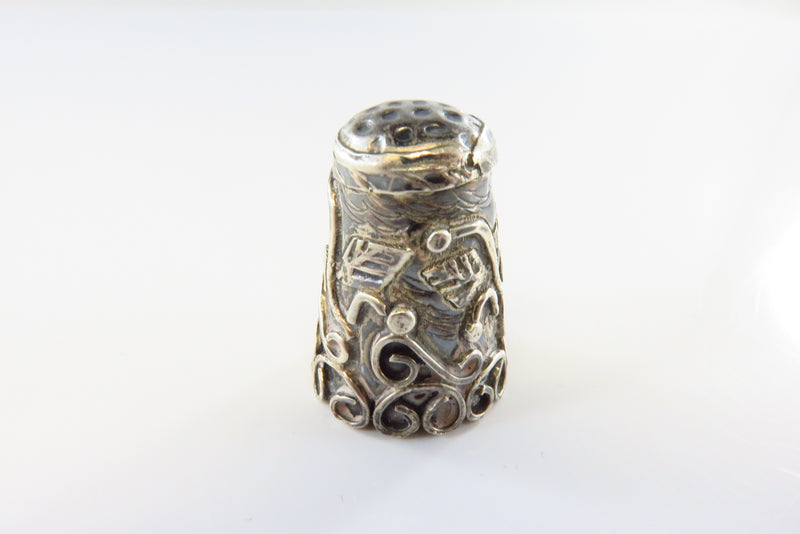 Vintage Sterling Silver Thimble Taxco Mexico JGH Fancy Design Size 8