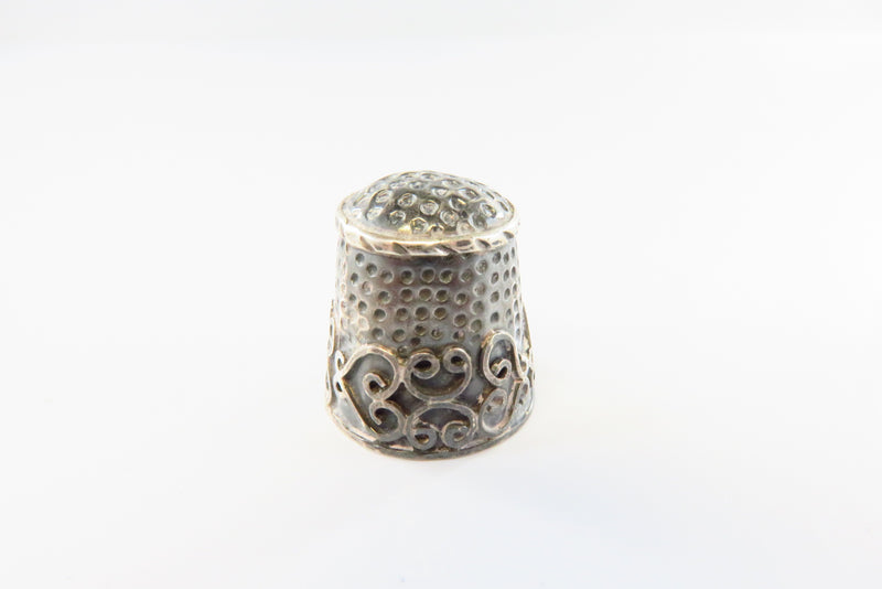 Vintage Sterling Silver Thimble Taxco Mexico JGH Fancy Design Size 8