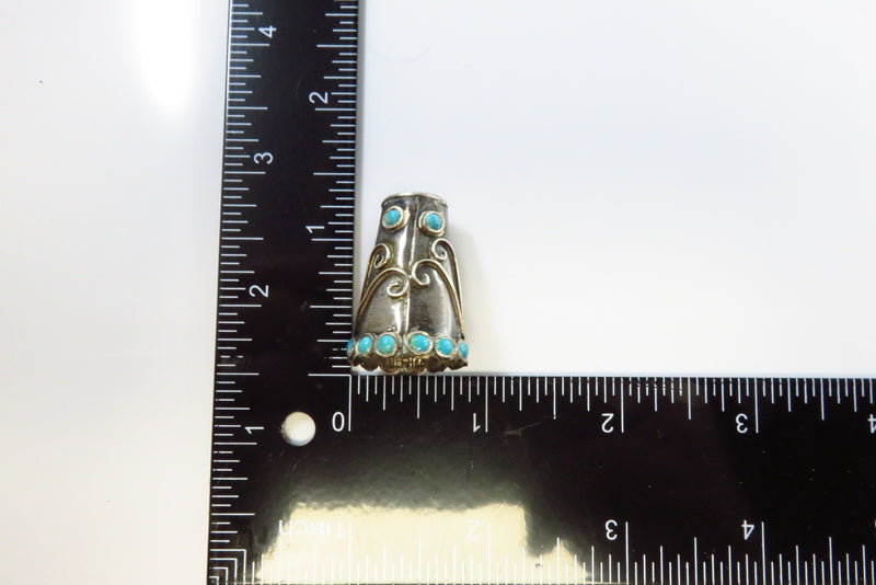 Vintage Sterling Silver Sewing Thimble Sz 11 Turquoise Accented Eagle 3 JMA