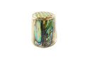 Vintage Sewing Thimble Abalone Shell Inlaid Alpaca White Metal Mazatlan Souveni — Silver — front view