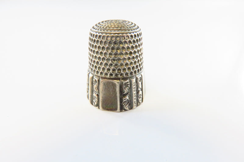 Antique Octagon Form Size 8 Sterling Sewing Thimble Pat. 1889 Bell Makers Mark