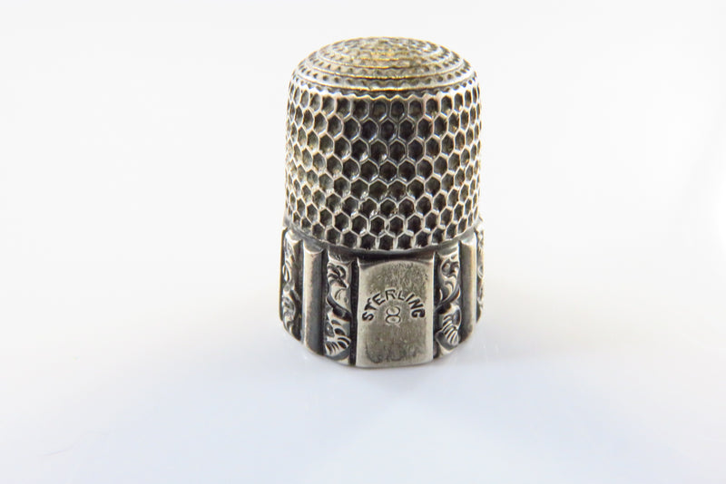 Antique Octagon Form Size 8 Sterling Sewing Thimble Pat. 1889 Bell Makers Mark
