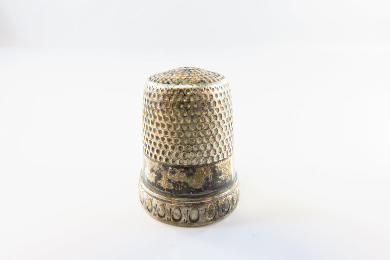 Antique Plain Designed Size 10 Sterling Sewing Thimble Bell Makers Mark