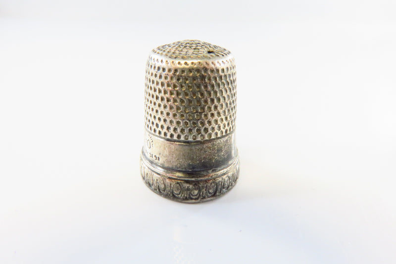 Antique Plain Designed Size 10 Sterling Sewing Thimble Bell Makers Mark