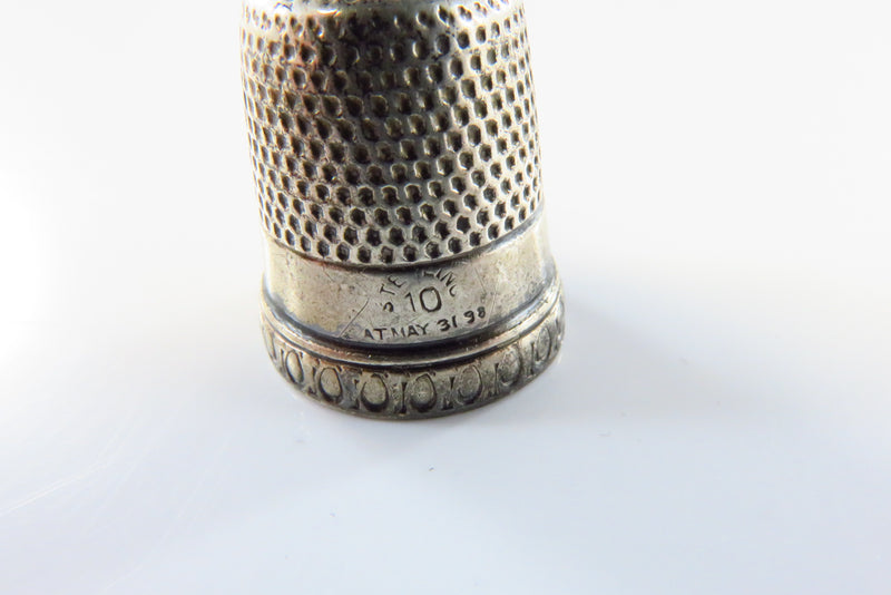 Antique Plain Designed Size 10 Sterling Sewing Thimble Bell Makers Mark