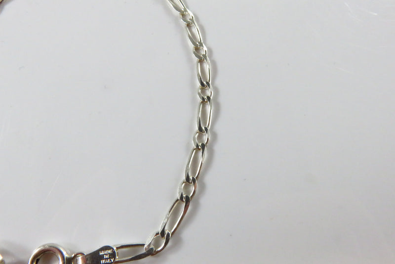 7 3/8" Sterling Alternating Long Short Link Bracelet Italy, 925 Milor 3.05mm