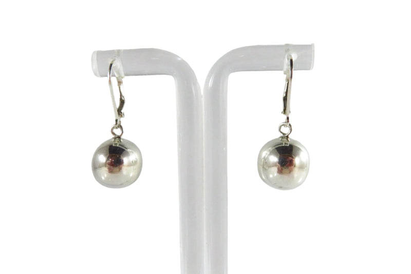 Bold 12mm Round Ball Dangle Lever Back Earrings Sterling 925 HOB Mexico — Jewelry & Watches:Vintage & Antique Jewelry:Fine:Re