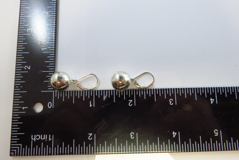 Bold 12mm Round Ball Dangle Lever Back Earrings Sterling 925 HOB Mexico