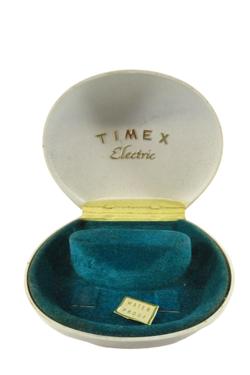 Mid Century Timex Electric Water Proof Clam Shell Watch Box Display Case