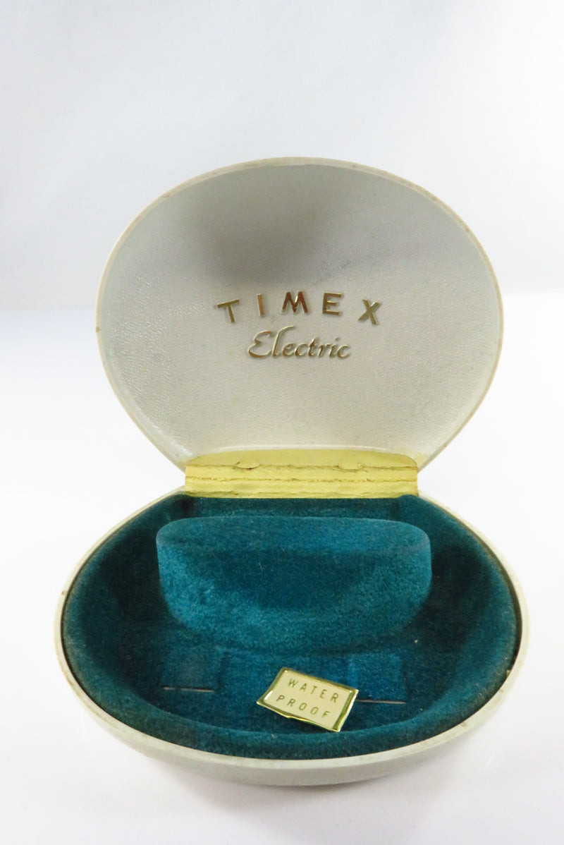 Mid Century Timex Electric Water Proof Clam Shell Watch Box Display Case