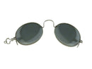 Antique Edwardian Optical Clip On Accessory Oval Dark Glass Lenses White Metal Frame