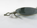 Antique Edwardian Optical Clip On Accessory Oval Dark Glass Lenses White Metal Frame