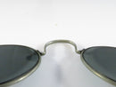 Antique Edwardian Optical Clip On Accessory Oval Dark Glass Lenses White Metal Frame