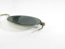 Antique Edwardian Optical Clip On Accessory Oval Dark Glass Lenses White Metal Frame