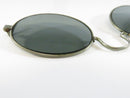 Antique Edwardian Optical Clip On Accessory Oval Dark Glass Lenses White Metal Frame