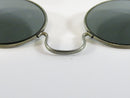 Antique Edwardian Optical Clip On Accessory Oval Dark Glass Lenses White Metal Frame