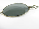 Antique Edwardian Optical Clip On Accessory Oval Dark Glass Lenses White Metal Frame