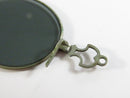 Antique Edwardian Optical Clip On Accessory Oval Dark Glass Lenses White Metal Frame