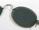 Antique Edwardian Optical Clip On Accessory Oval Dark Glass Lenses White Metal Frame