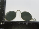 Antique Edwardian Optical Clip On Accessory Oval Dark Glass Lenses White Metal Frame