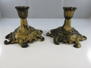 Robert Emig Cast Iron Candle Holders Pair 1236B Ornate Tulip Cup Mid Century 1960s