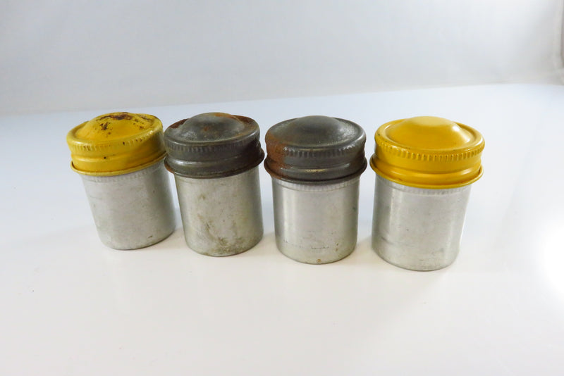 4 Vintage Metal 35mm Film Canisters for Cleanup and Display