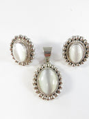 Vintage Mexican Sterling Silver & Cat’s Eye Glass Set – Pendant & Earrings, TU-41 Taxco 925