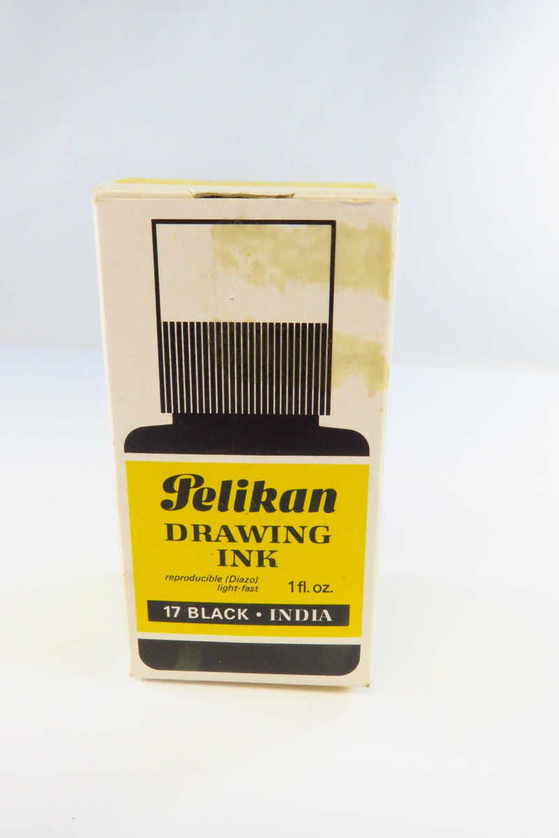 Vintage Pelikan Drawing Ink 1 FL Oz 17 Black 518 Germany For Display