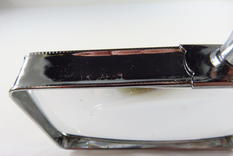 I. K. Japan Vintage Magnifying Glass Chrome Frame Black Handle 3"x2" Lens