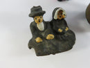 Antique Cast Iron & Vintage Figurine Parts Lot – Caldron, Amish Couple, ARTCO Woman Figure