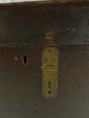 Antique Wood Keepsake Document Box With Skeleton Key Lock Storage Chest 19th Century