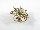 Antique Victorian 10K Gold Seed Pearl Starburst Flower Brooch c1900 Handmade Repair