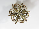 Antique Victorian 10K Gold Seed Pearl Starburst Flower Brooch c1900 Handmade Repair