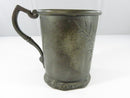 Antique Victorian Pewter Toddler Cup Etched Floral Design c.1880