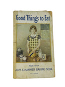 Vintage cookbook titled 'Good Things to Eat' with a child and kitchen illustration on the cover.