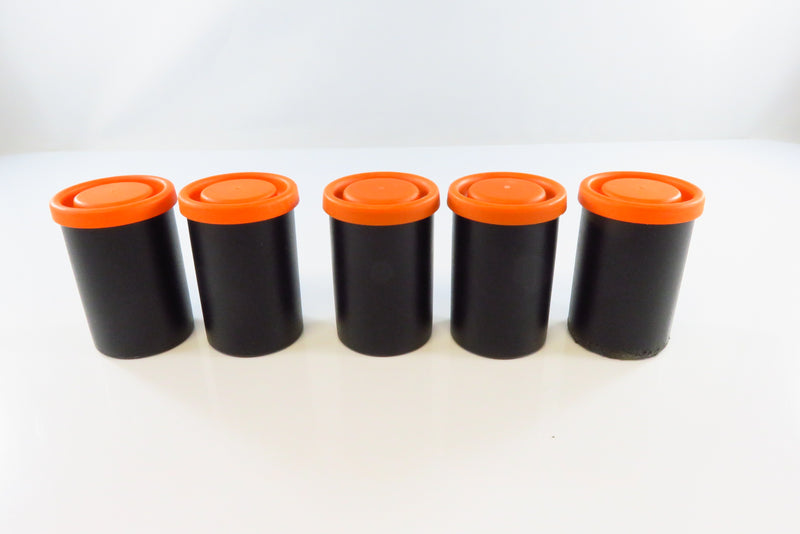 5 Vintage Plastic 35mm Kodak Film Canisters for Cleanup and Display