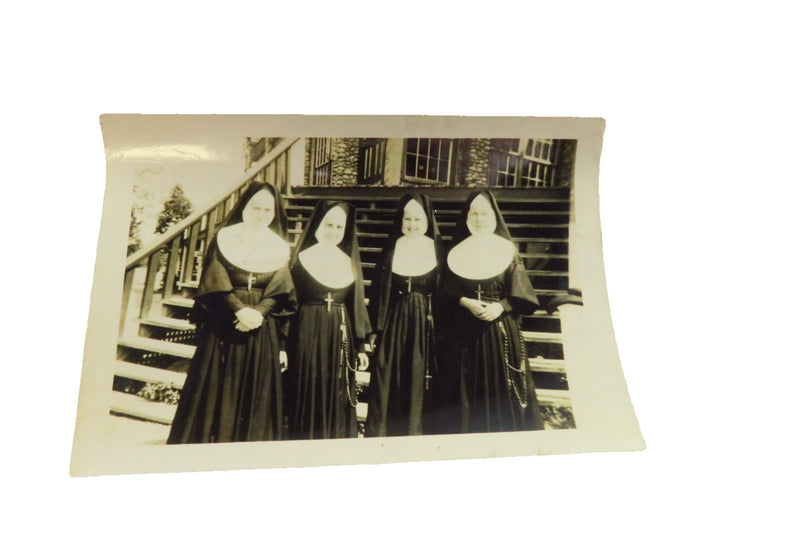Undated Photo of 4 Nun Standing In Front of Church 5" x 3 1/2"