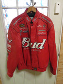 Budweiser Dale Earnhardt Jr Chase Authentics Red Leather NASCAR Racing Jacket XL Snap Front