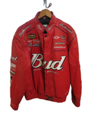 Budweiser Dale Earnhardt Jr Chase Authentics Red Leather NASCAR Racing Jacket XL Snap Front