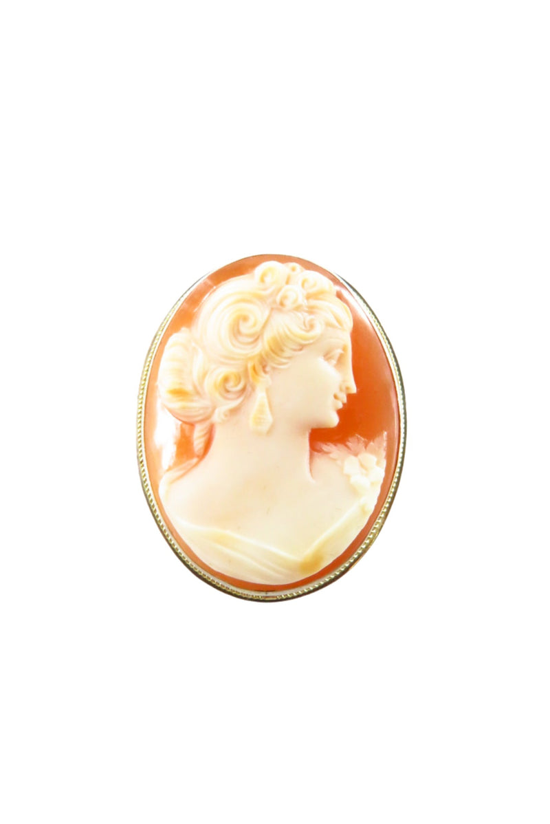 Vintage Carved Shell Cameo Brooch Pendant 900 Silver