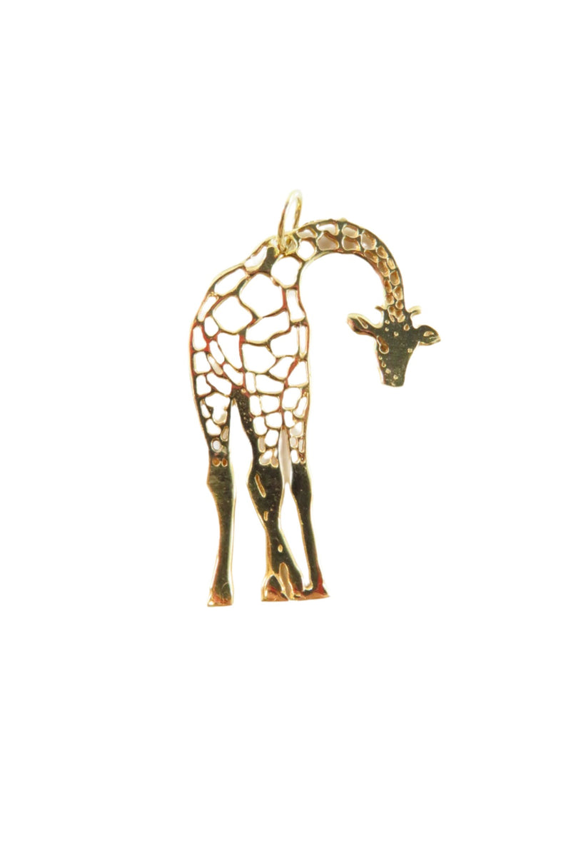 14K Solid Gold Pierced Metal Giraffe Charm or Pendant