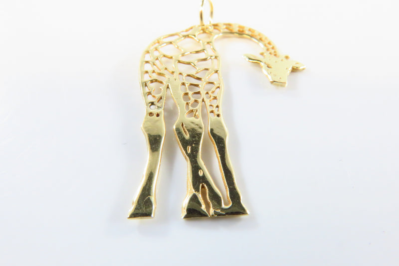 14K Solid Gold Pierced Metal Giraffe Charm or Pendant