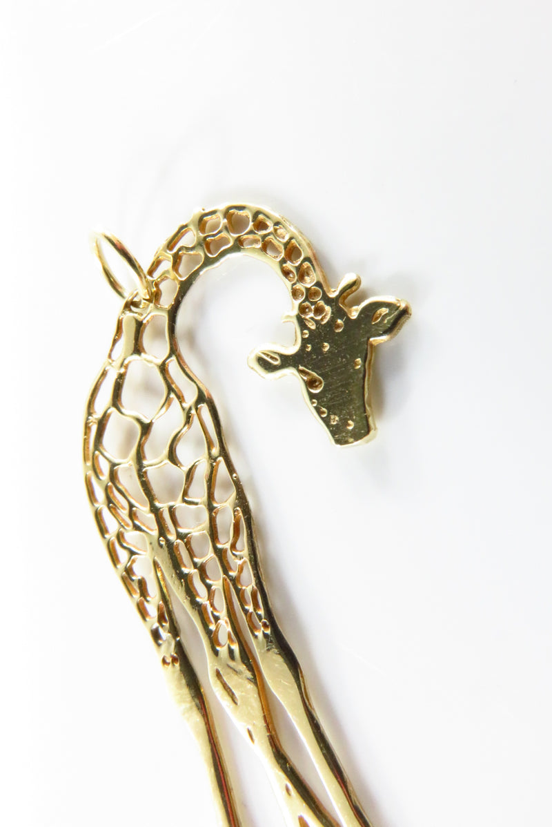 14K Solid Gold Pierced Metal Giraffe Charm or Pendant