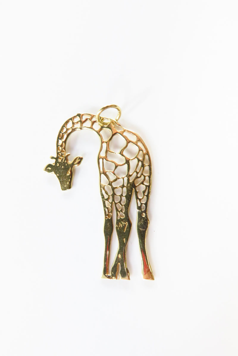 14K Solid Gold Pierced Metal Giraffe Charm or Pendant