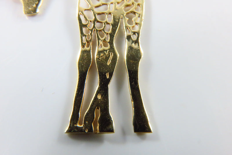 14K Solid Gold Pierced Metal Giraffe Charm or Pendant